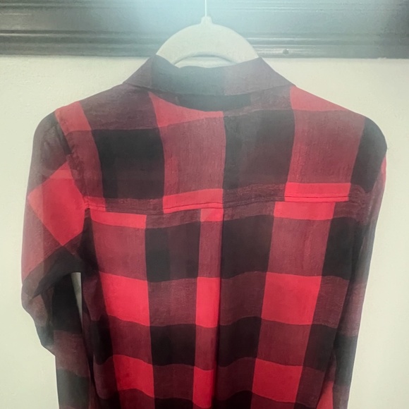 ZARA WOMEN’S CHECKERED PRINT SHEER SHIRTDRESS, SIZE SMALL, RED/BLACK - Picture 10 of 13